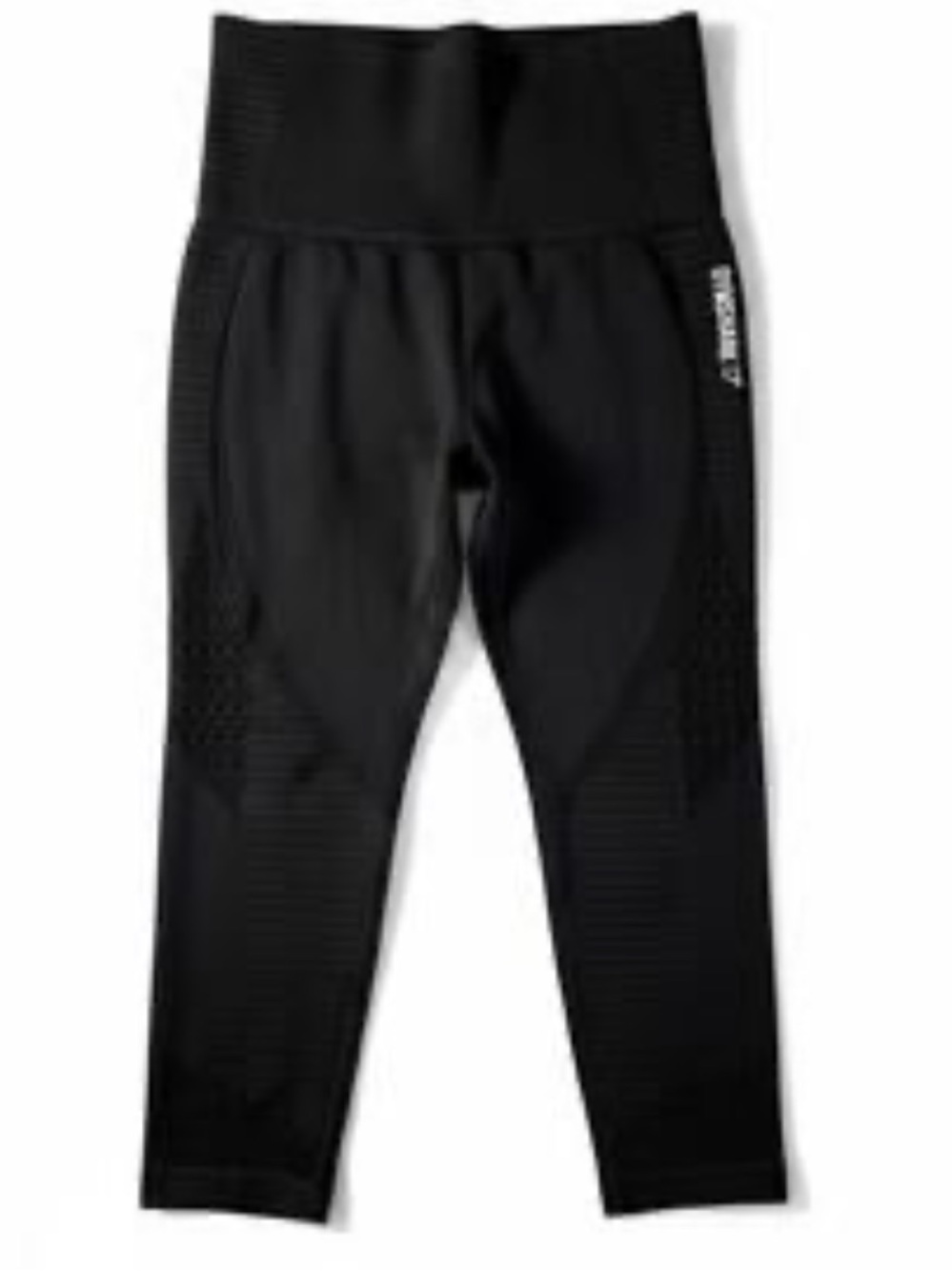 Gymshark Seamless Perforated Crop Leggings Black Mid Rise Stretch